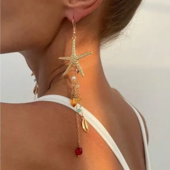 Starfish Dangle Earrings N1307 - Picture 2 of 5